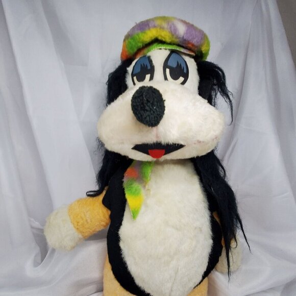 VTG 1970's Droopy Dog Plush Multicolor Hat and Scarf Carnival Toy 17" Tall RARE - Picture 15 of 16